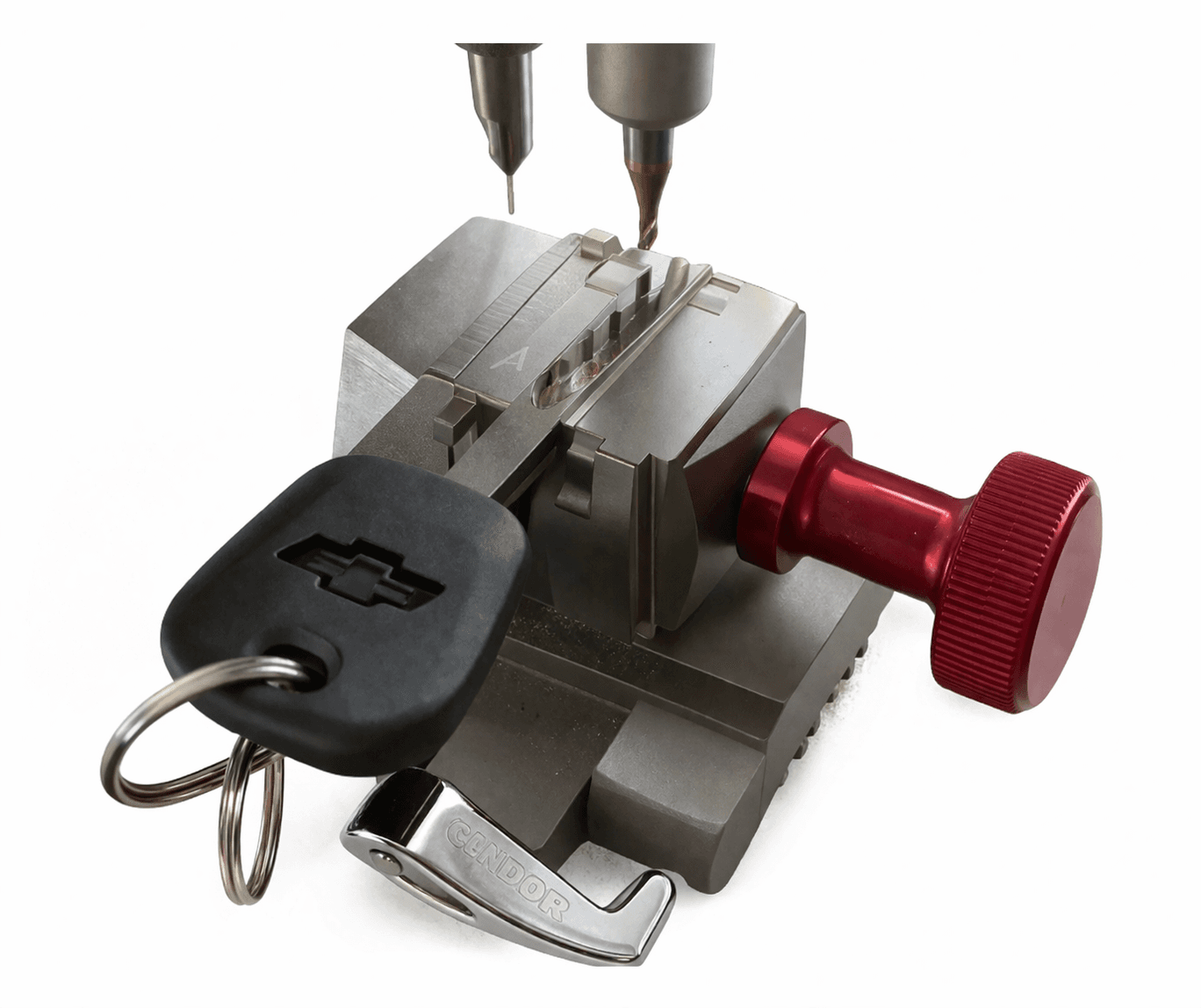 Key cutting machine with clamp